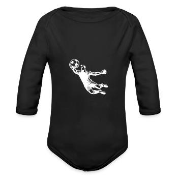 Goalkeeper Saves Spectacular Shot In Soccer - Organic Long Sleeve Baby Bodysuit - black - Front