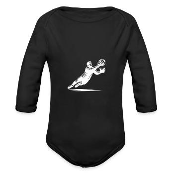 Goalkeeper Parries The Flying Ball - Organic Long Sleeve Baby Bodysuit - black - Front