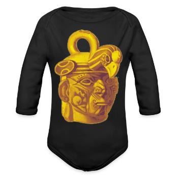 Vector image - Organic Long Sleeve Baby Bodysuit - black - Front