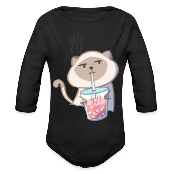 Meowtitude - Organic Long Sleeve Baby Bodysuit - black - Front