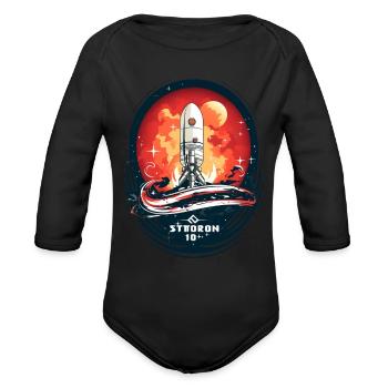 Fusée, espace, lancement de fusée, astronaute, cadeau - Cache-couche à manches longues bio - noir - Devant