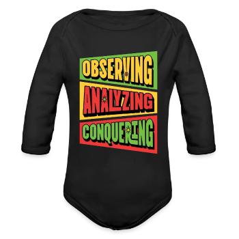 Behavioral Therapist Observing Analyzing Therapist - Organic Long Sleeve Baby Bodysuit - black - Front