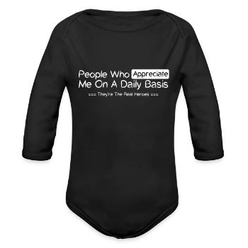 Good Manner Positive Ethic Design Appreciate Value - Organic Long Sleeve Baby Bodysuit - black - Front