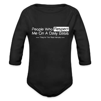 Good Manner Positive Ethic Design Respect Value - Organic Long Sleeve Baby Bodysuit - black - Front