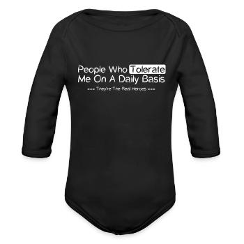 Good Manner Positive Ethic Design Tolerate Value - Organic Long Sleeve Baby Bodysuit - black - Front