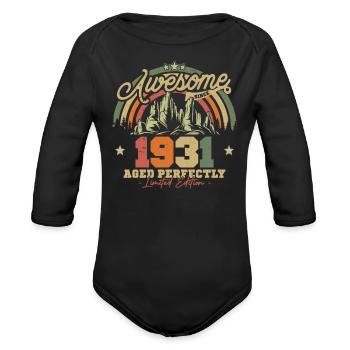 1931 Vintage Anniversary - Organic Long Sleeve Baby Bodysuit - black - Front