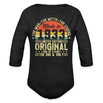1933 Vintage Legend - Organic Long Sleeve Baby Bodysuit - black - Front
