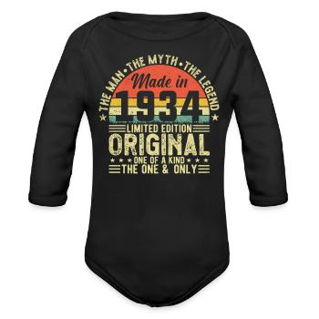 1934 Vintage Legend - Organic Long Sleeve Baby Bodysuit - black - Front