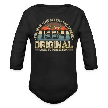 Vintage 1934 Tee - Organic Long Sleeve Baby Bodysuit - black - Front