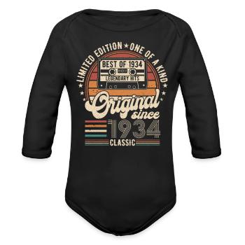 1934 Legendary Vintage Tee - Organic Long Sleeve Baby Bodysuit - black - Front