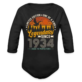 1934 Vintage Legend - Organic Long Sleeve Baby Bodysuit - black - Front