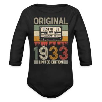 1933 Vintage Legend Tee - Organic Long Sleeve Baby Bodysuit - black - Front