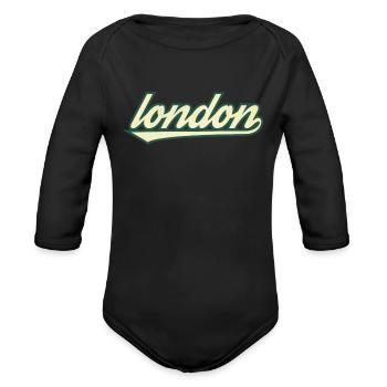 London - Organic Long Sleeve Baby Bodysuit - black - Front