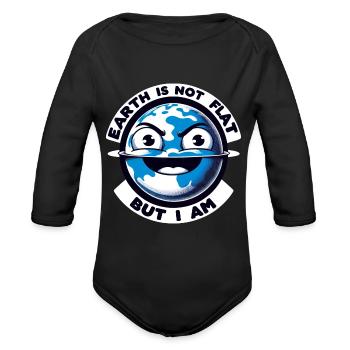 Flat Earth Humor: Satire & Ironic Jokes - Organic Long Sleeve Baby Bodysuit - black - Front