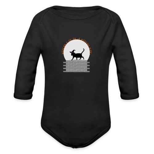 Witch's Cat In A Witch's Hat - Organic Long Sleeve Baby Bodysuit
