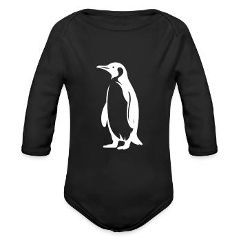 Minimalist penguin silhouette simplicity - Organic Long Sleeve Baby Bodysuit - black - Front