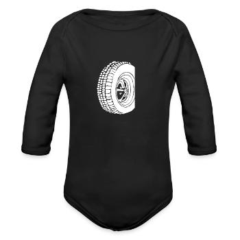 Old school tires - Organic Long Sleeve Baby Bodysuit - black - Front