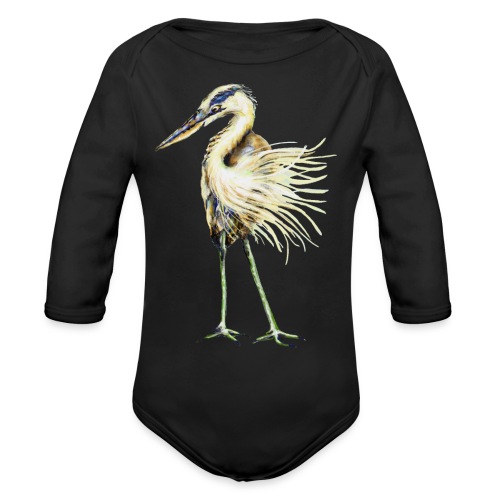 Great Blue Heron - Organic Long Sleeve Baby Bodysuit