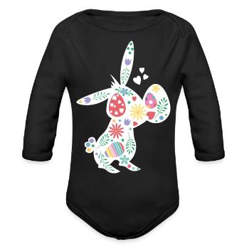 Little Bunny - Organic Long Sleeve Baby Bodysuit - black - Front