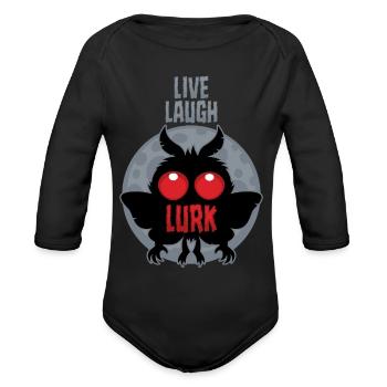 Live Laugh Lurk Mothman Cryptid - Organic Long Sleeve Baby Bodysuit - black - Front