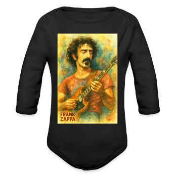 Frank Zappa - Guitarist Portrait Tee - Organic Long Sleeve Baby Bodysuit - black - Front
