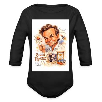 Portrait quantique amusant de Feynman - Cache-couche à manches longues bio - noir - Devant