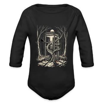 Haunted Phone Booth Spooky Forest Retro Horror - Organic Long Sleeve Baby Bodysuit - black - Front