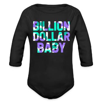 Billion Dollar Baby Grape Camo - Organic Long Sleeve Baby Bodysuit - black - Front