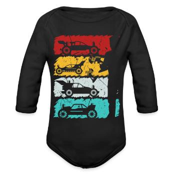 Remote Control Racing Vintage RC Car - Organic Long Sleeve Baby Bodysuit - black - Front
