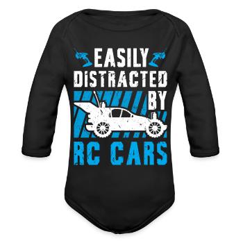 Remote Control Car Hobby RC Car - Organic Long Sleeve Baby Bodysuit - black - Front
