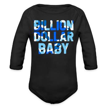 Billion Dollar Baby Blueberry Camo - Organic Long Sleeve Baby Bodysuit - black - Front
