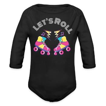 Roller skating, Roller Skater, Skate - Organic Long Sleeve Baby Bodysuit - black - Front