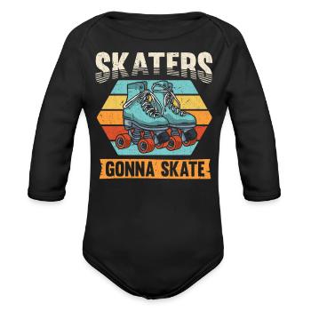 Roller skating, Roller Skater, Skate - Organic Long Sleeve Baby Bodysuit - black - Front