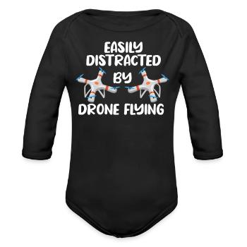Drone Flying, drones, aerial drone, model flight - Organic Long Sleeve Baby Bodysuit - black - Front