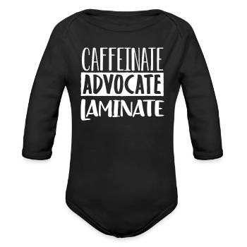 special education teacher, special education - Organic Long Sleeve Baby Bodysuit - black - Front