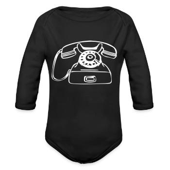 Rotary phone - Organic Long Sleeve Baby Bodysuit - black - Front