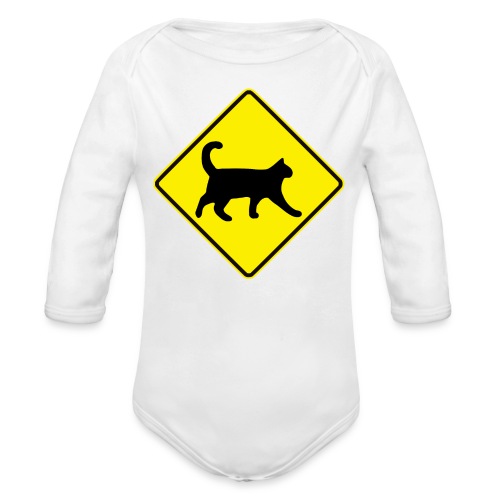 australien road sign cat - Organic Long Sleeve Baby Bodysuit