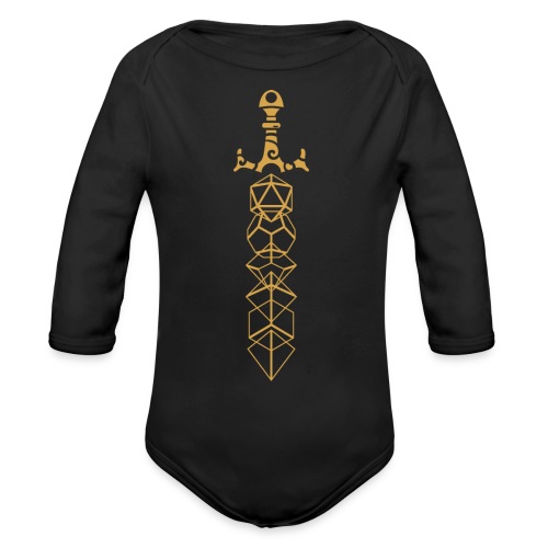 Gold Polyhedral Dice Sword - Organic Long Sleeve Baby Bodysuit