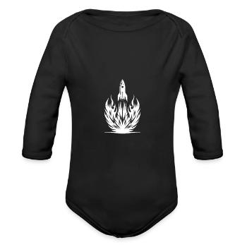 Lancement d’une fusée en flammes - Cache-couche à manches longues bio - noir - Devant