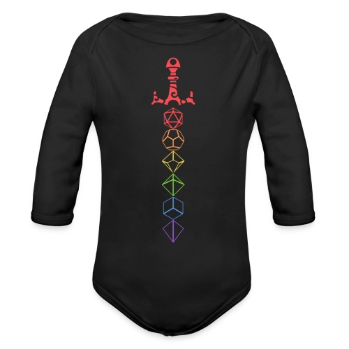 Rainbow Polyherdal Dice Sword Version 1 - Organic Long Sleeve Baby Bodysuit