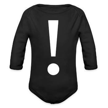 Exclamation Point! - Organic Long Sleeve Baby Bodysuit - black - Front