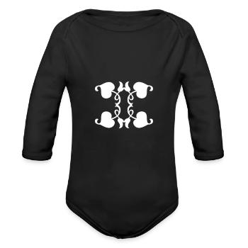 Ornament 7 - Organic Long Sleeve Baby Bodysuit - black - Front