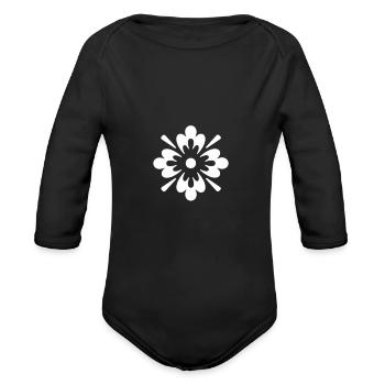 Ornament floral - Organic Long Sleeve Baby Bodysuit - black - Front
