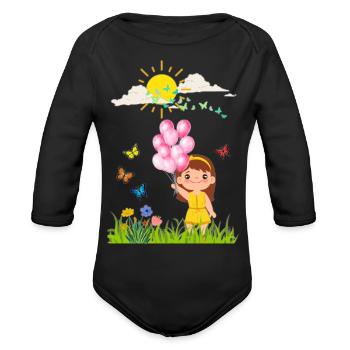 A Little Girl - Organic Long Sleeve Baby Bodysuit - black - Front