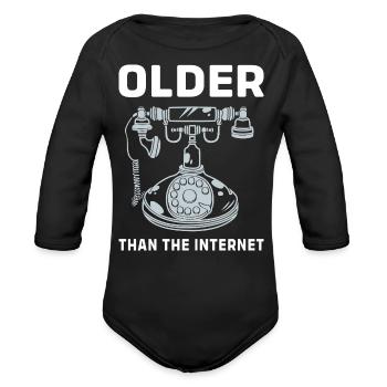 Rotary Dial Phone - Organic Long Sleeve Baby Bodysuit - black - Front