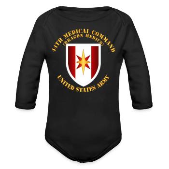 Army 44th Medical Command Dragon Medics - Organic Long Sleeve Baby Bodysuit - black - Front