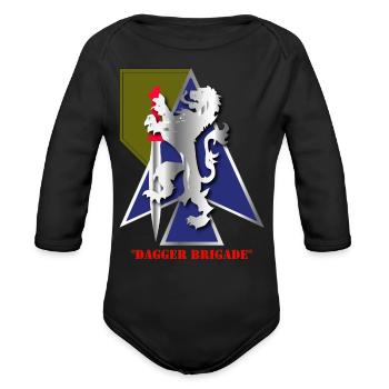 Army 2nd Bde Combat Tm Dagger Brigade 1st ID - Organic Long Sleeve Baby Bodysuit - black - Front