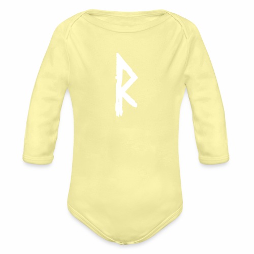 Elder Futhark Rune Raidho - Letter R - Organic Long Sleeve Baby Bodysuit