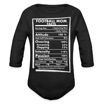 Football Mom Facts Daily Values May Be Vary - Organic Long Sleeve Baby Bodysuit - black - Front