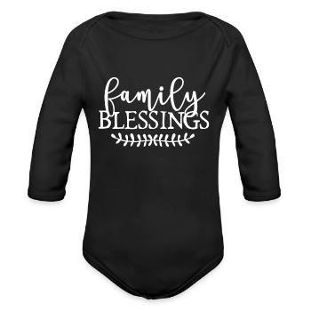 Family Blessings Happy Family Values Love You - Organic Long Sleeve Baby Bodysuit - black - Front